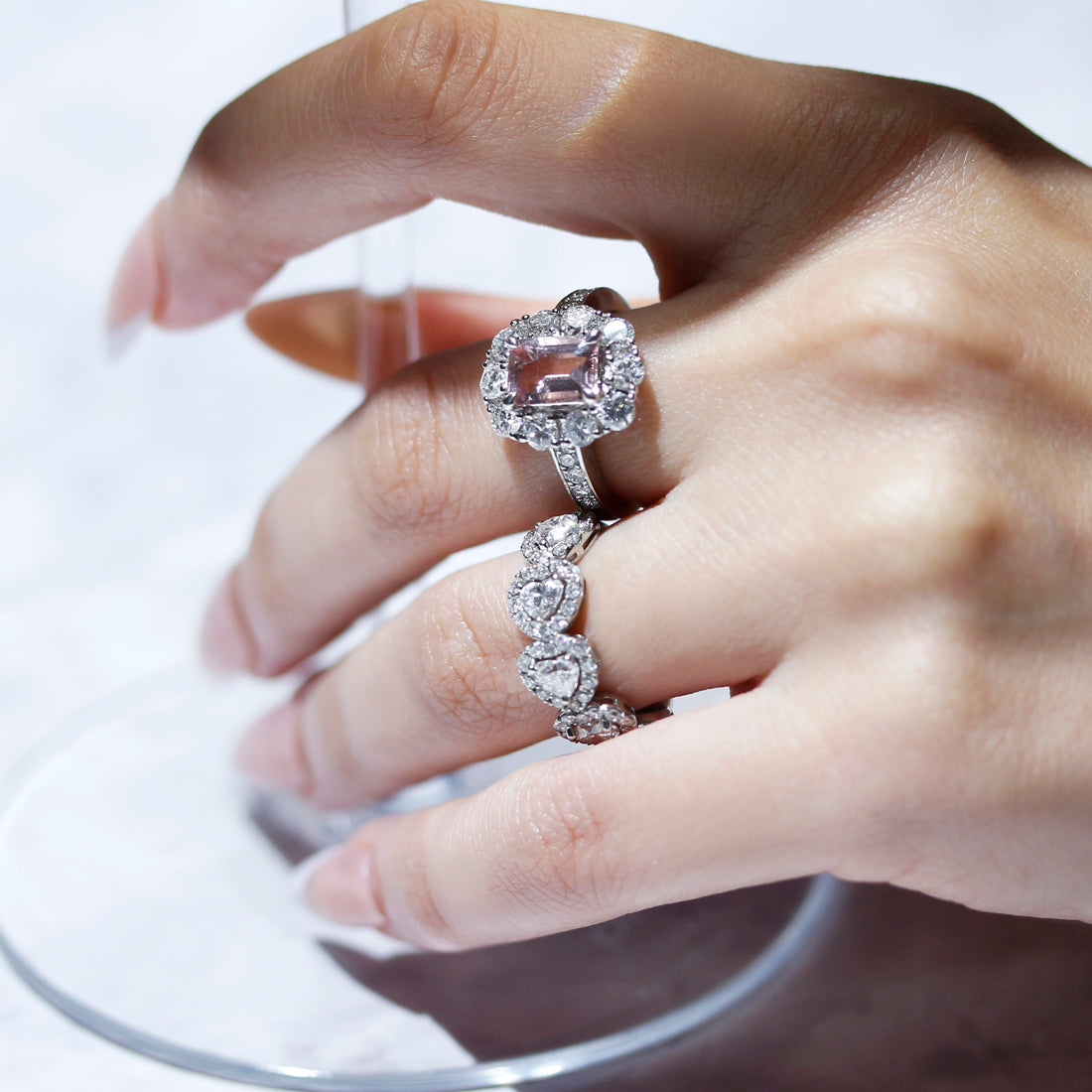 ハートヘイロー　ハーフエタニティダイヤモンドリング　PT