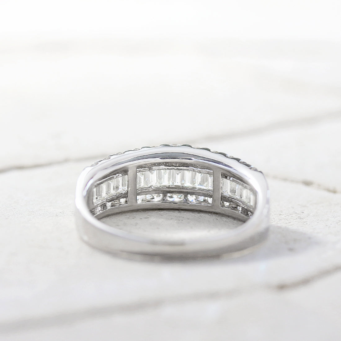 バゲット＆ラウンド　ハーフエタニティダイヤモンドリング SM　PT