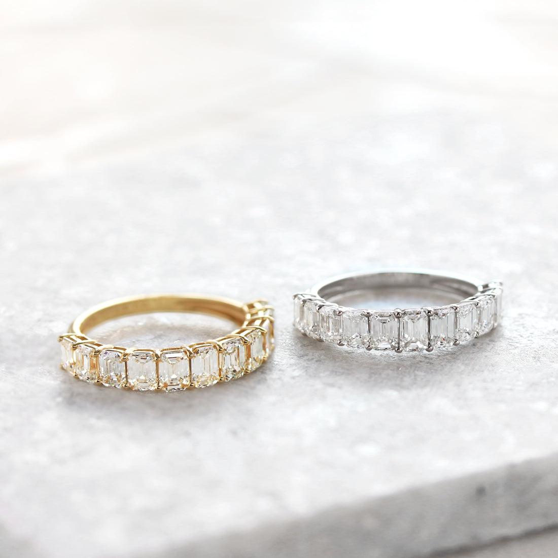 エメラルドカットダイヤモンド　ハーフエタニティリング